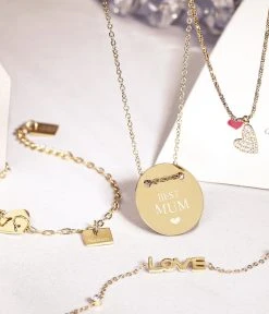 Collier Best Mum (Acier Doré) -Zagbijoux Boutique Bracelet Coeur Collier Best Mum Bracelet Love Mum