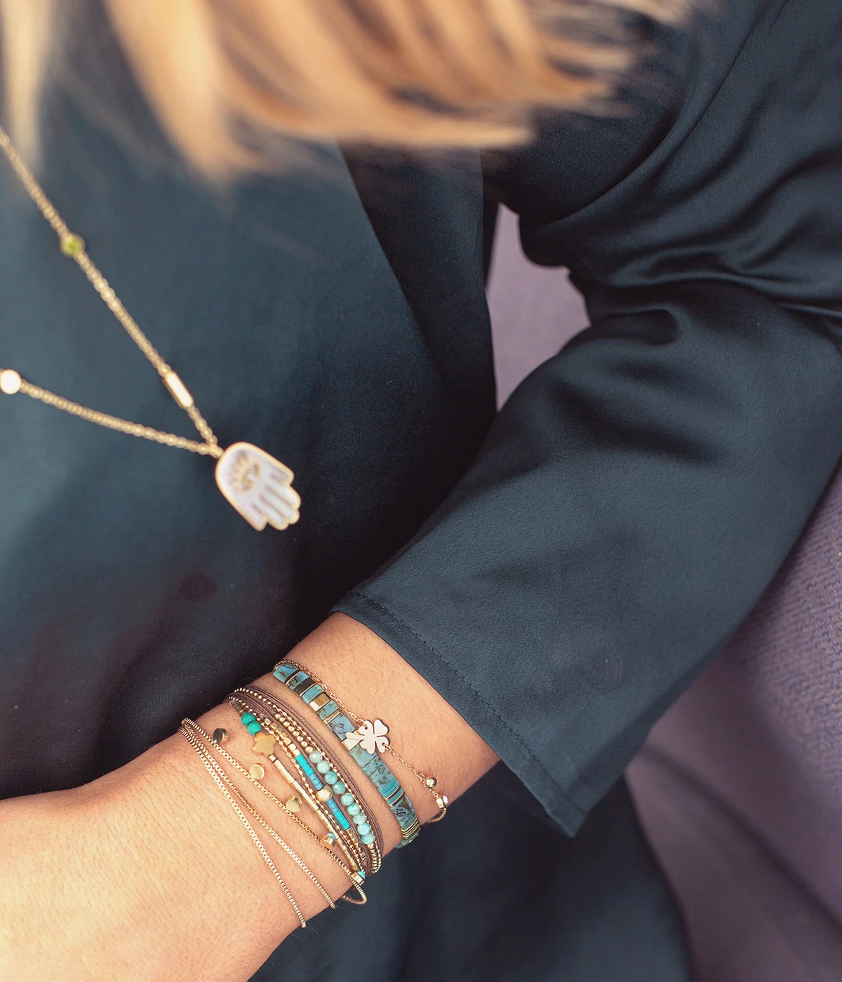 Bracelet Trifoglio (Acier Doré) 4 Bracelet Trifoglio (Acier Doré) – Image 2