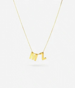 Collier Lettre Personnalisable (Acier Doré) -Zagbijoux Boutique MOTS01