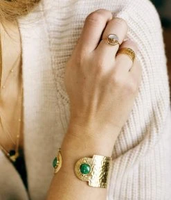 Jonc Hermana (Acier Doré) -Zagbijoux Boutique SBJ19935 01GRN P1