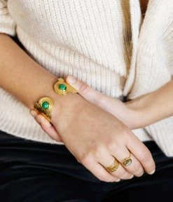 Jonc Hermana (Acier Doré) -Zagbijoux Boutique SBJ19935 01GRN P3