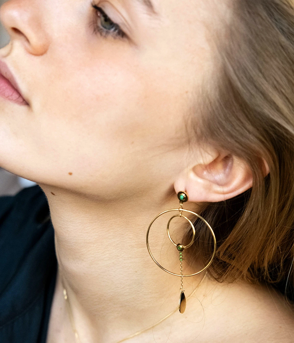 Boucles D'oreilles Rym (Acier Doré) 4 Boucles D'oreilles Rym (Acier Doré) – Image 2