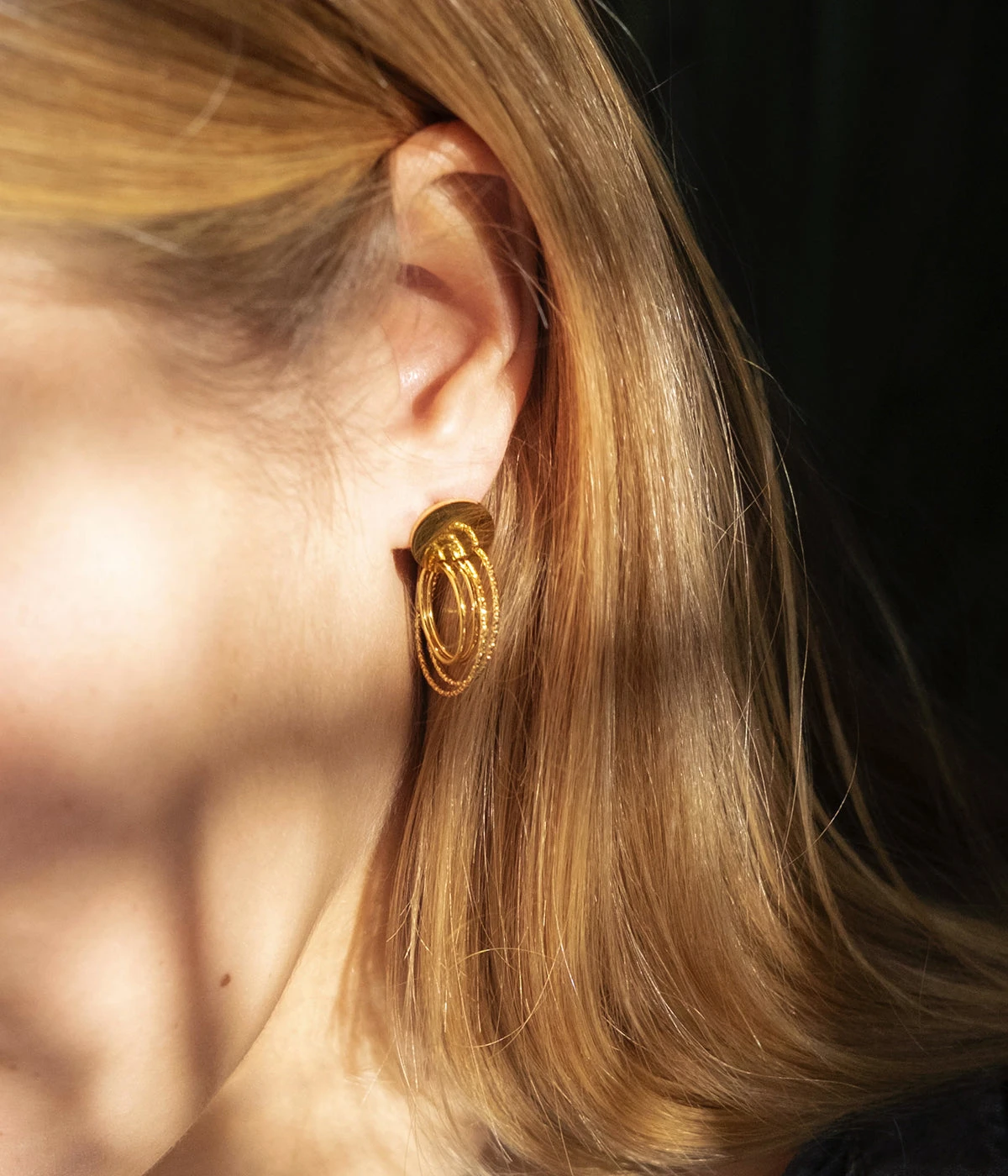 Boucles D'oreilles Oaken (Acier Doré) 4 Boucles D'oreilles Oaken (Acier Doré) – Image 2