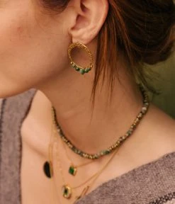 Boucles D'oreilles Cordelia (Acier Doré) 9 Boucles D'oreilles Cordelia (Acier Doré) -Zagbijoux Boutique SEL18435 01GRN 1