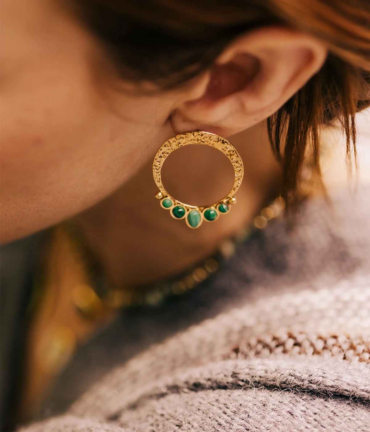 Boucles D'oreilles Cordelia (Acier Doré) 4 Boucles D'oreilles Cordelia (Acier Doré) – Image 2