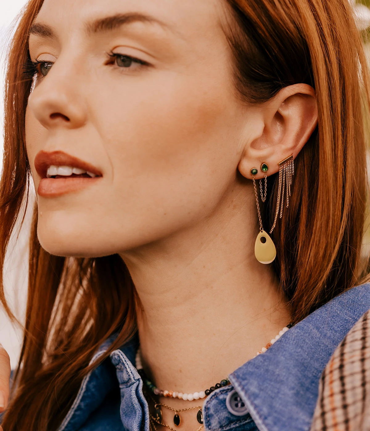 Boucles D'oreilles Carole (Acier Doré) 4 Boucles D'oreilles Carole (Acier Doré) – Image 2