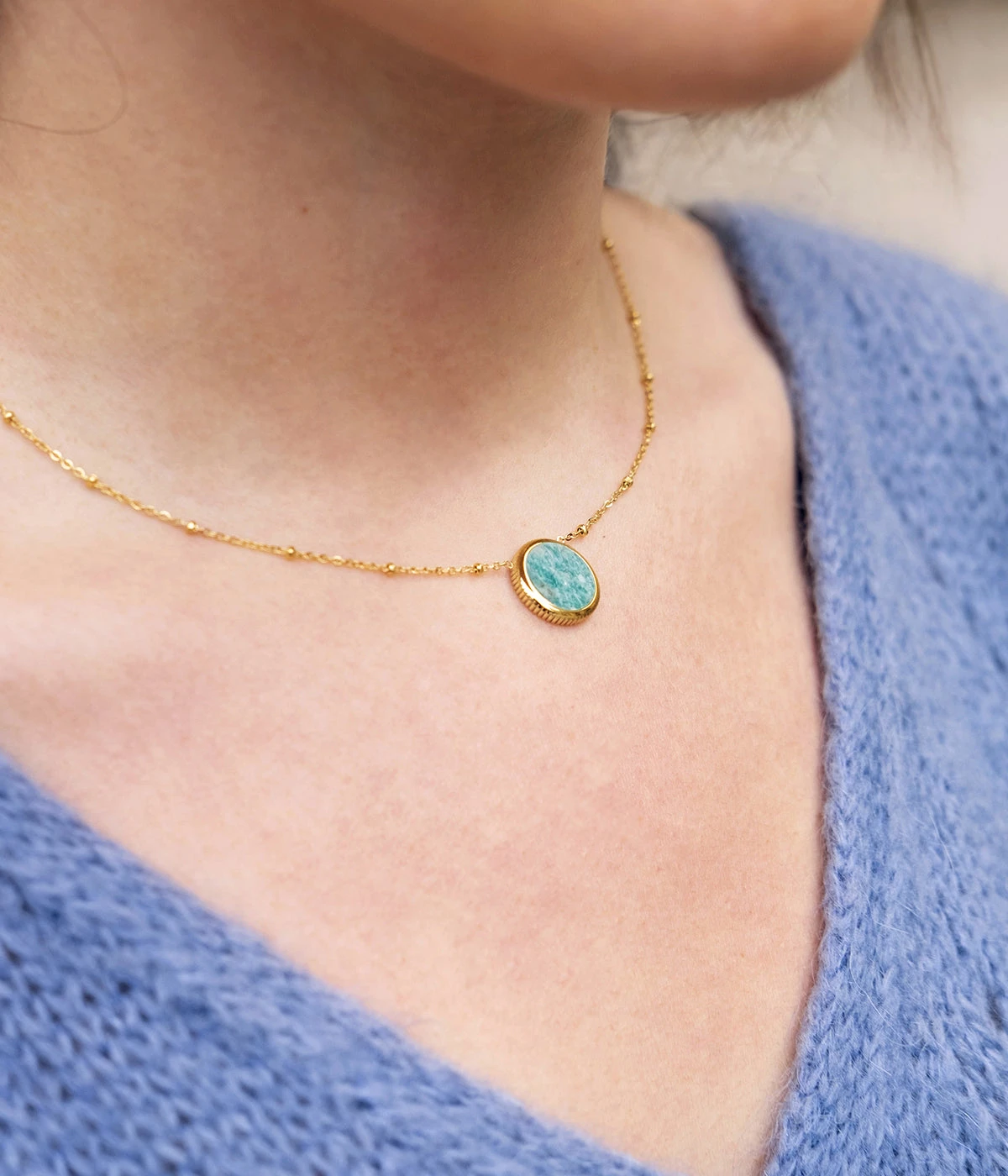 Collier Pearly (Acier Doré) 5 Collier Pearly (Acier Doré) – Image 3