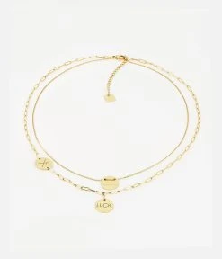 Collier Multi Charm Luck (Acier Doré)