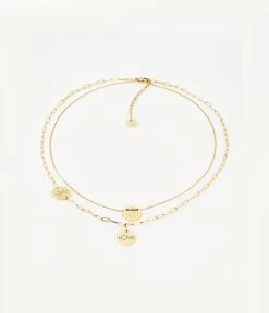Collier Multi Charm Love (Acier Doré)