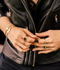 Bague Holly (Acier Doré) -Zagbijoux Boutique SRR18518 01BLK P1