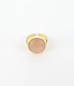 Bague Akilah (Acier Doré) -Zagbijoux Boutique bague akilah acier dore quartz rose