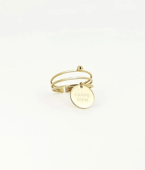 Bague Carpe Diem (Acier Doré) -Zagbijoux Boutique bague carpe diem acier dore