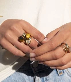 Bague Code (Acier Doré) -Zagbijoux Boutique bague code acier dore 2 portee