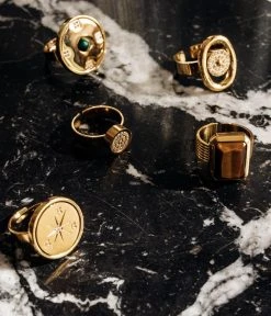 Bague Code (Acier Doré) -Zagbijoux Boutique bague code acier dore nature morte