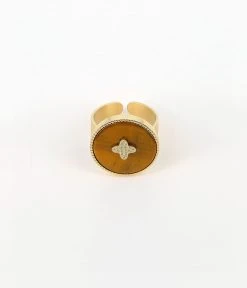 Bague Héra (Acier Doré) -Zagbijoux Boutique bague hera acier dore oeil de tigre