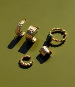 Bague Jordanna (Acier Doré) -Zagbijoux Boutique bague jordanna acier dore malachite nature morte