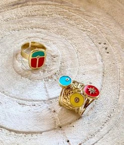 Bague Lina (Acier Doré) -Zagbijoux Boutique bague lina acier dore bleu clair nature morte