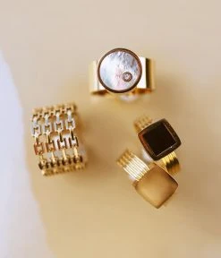 Bague Link (Acier Doré) -Zagbijoux Boutique bague link acier dore 1 nature morte