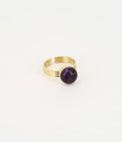 Bague Mish (Acier Doré) -Zagbijoux Boutique bague mish acier dore amethyste