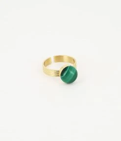 Bague Mish (Acier Doré) -Zagbijoux Boutique bague mish acier dore malachite