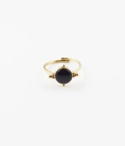 Bague Salomé (Acier Doré) -Zagbijoux Boutique bague salome acier dore onyx noir