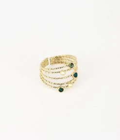 Bague Silo (Acier Doré) -Zagbijoux Boutique bague silo acier dore malachite