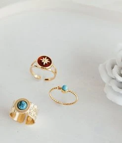 Bague Spoutnik (Acier Doré) -Zagbijoux Boutique bague spoutnik acier dore turquoise nature morte