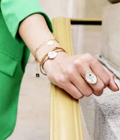 Bague Starry Night (Acier Doré) -Zagbijoux Boutique bague starry night acier dore nacre 2 portee