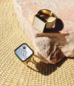 Bague Tram (Acier Doré) -Zagbijoux Boutique bague tram acier dore nacre nature morte 1