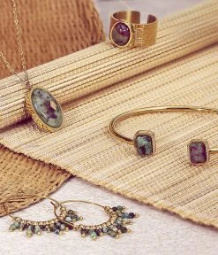 Bague Tulum (Acier Doré) -Zagbijoux Boutique bague tulum acier dore turquoise africaine nature morte