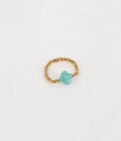 Bague Velasquez (Acier Doré) -Zagbijoux Boutique bague velasquez acier dore amazonite