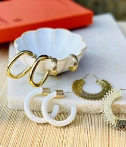 Boucles D'oreilles Agnès (Acier Doré) -Zagbijoux Boutique boucles doreilles agnes acier dore nature morte