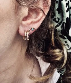 Boucles D'oreilles Alexa (Acier Doré) -Zagbijoux Boutique boucles doreilles alexa acier dore portees