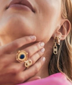 Boucles D'oreilles Délia (Acier Doré) -Zagbijoux Boutique boucles doreilles delia acier dore 1 portees