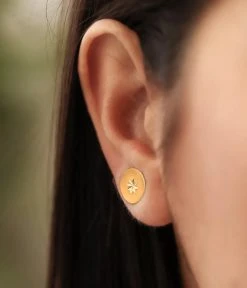 Boucles D'oreilles El Paso (Acier Doré) -Zagbijoux Boutique boucles doreilles el paso acier dore portees