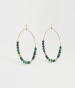 Boucles D'oreilles Favela (Acier Doré) -Zagbijoux Boutique boucles doreilles favela acier dore malachite