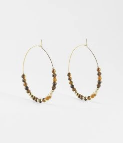 Boucles D'oreilles Favela (Acier Doré) -Zagbijoux Boutique boucles doreilles favela acier dore oeil de tigre