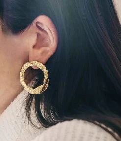 Boucles D'oreilles Gate (Acier Doré) -Zagbijoux Boutique boucles doreilles gate acier dore 1 portees