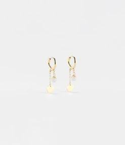 Boucles D'oreilles Josephine (Acier Doré) -Zagbijoux Boutique boucles doreilles josephine acier dore agate blanche