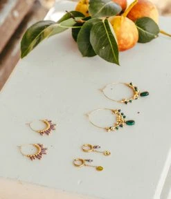 Boucles D'oreilles Josephine (Acier Doré) -Zagbijoux Boutique boucles doreilles josephine acier dore amethyste nature morte