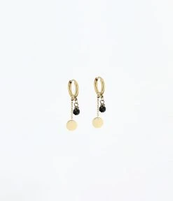 Boucles D'oreilles Josephine (Acier Doré) -Zagbijoux Boutique boucles doreilles josephine acier dore onyx noir