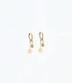 Boucles D'oreilles Josephine (Acier Doré) -Zagbijoux Boutique boucles doreilles josephine acier dore peridot