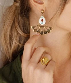 Boucles D'oreilles Maya (Acier Doré) -Zagbijoux Boutique boucles doreilles maya acier dore 1 portees