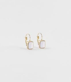 Boucles D'oreilles Véra (Acier Doré) -Zagbijoux Boutique boucles doreilles vera acier dore agate blanche