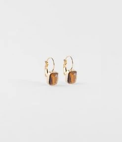 Boucles D'oreilles Véra (Acier Doré) -Zagbijoux Boutique boucles doreilles vera acier dore oeil de tigre