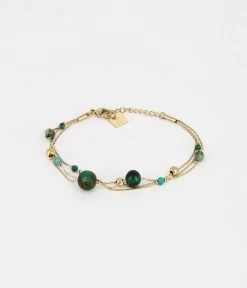 Bracelet Alessi (Acier Doré) -Zagbijoux Boutique bracelet alessi acier dore malachite