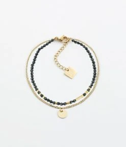 Bracelet Apache (Acier Doré) -Zagbijoux Boutique bracelet apache acier dore onyx noir