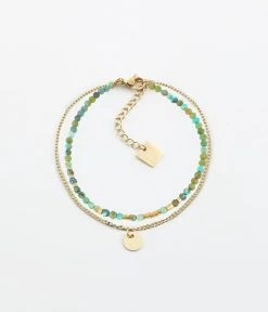 Bracelet Apache (Acier Doré) -Zagbijoux Boutique bracelet apache acier dore turquoise africaine