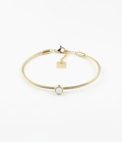 Bracelet Jonc Calypso (Acier Doré) -Zagbijoux Boutique bracelet jonc calypso acier dore agate blanche