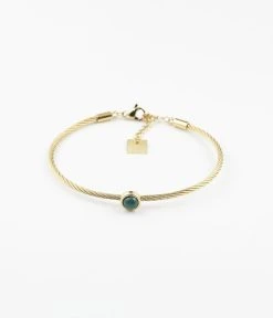 Bracelet Jonc Calypso (Acier Doré) -Zagbijoux Boutique bracelet jonc calypso acier dore malachite